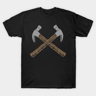 Crossed Hammer Tools Carpenter Mechanics Carpentry T-Shirt